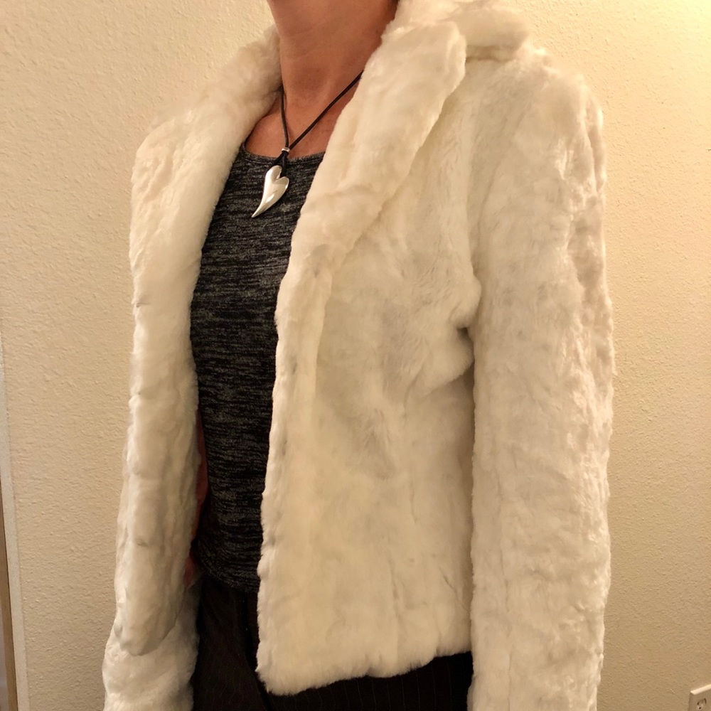 BB Dakota White Faux Fur Jacket